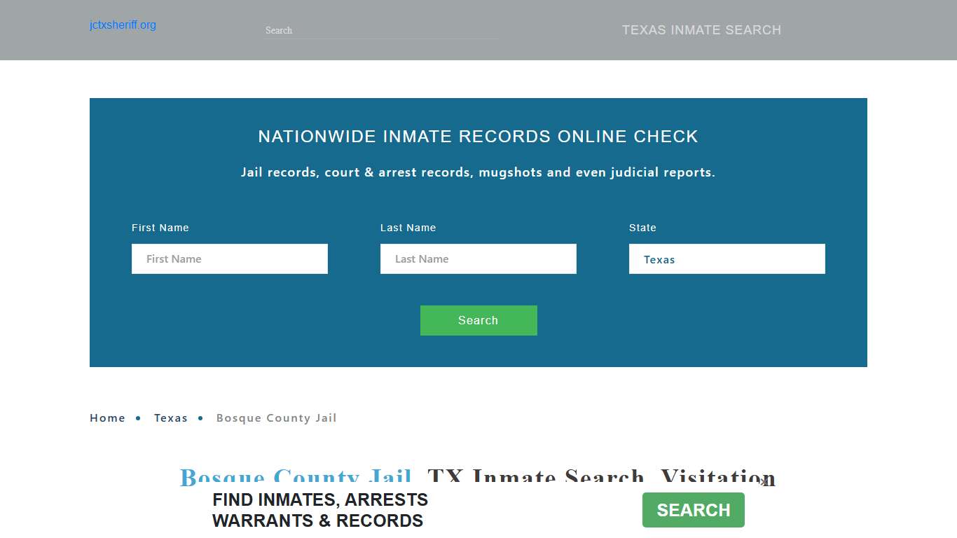 Bosque County Jail, TX Inmate Search, Visitation Hours