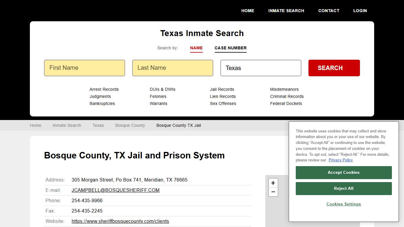 Bosque County TX Jail Inmate Records Search, Texas - StateCourts