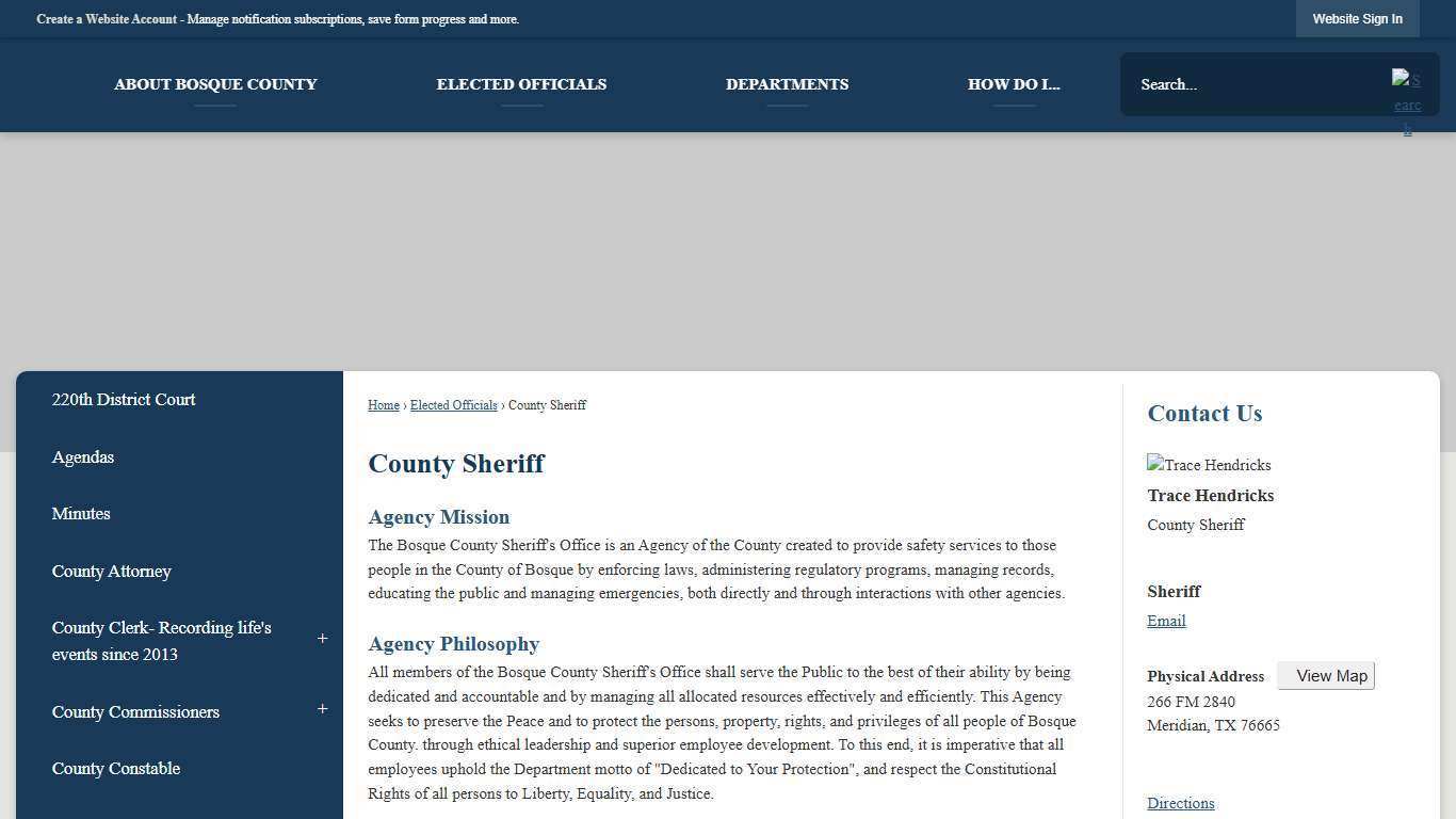 County Sheriff | Bosque County, TX